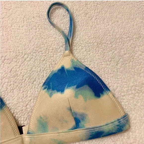 Triangl Bibi Luna Blue Cream Tie Dye Triangle Bikini Top Bright Swim - Picture 5 of 13